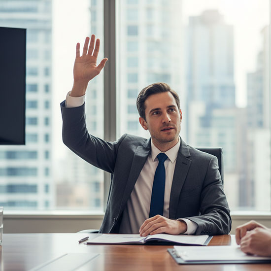 2026 Pub. 14 Issue 2 12 Man in suit raising hand